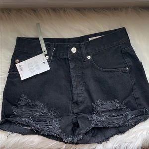 ASOS Petite black denim mid rise short